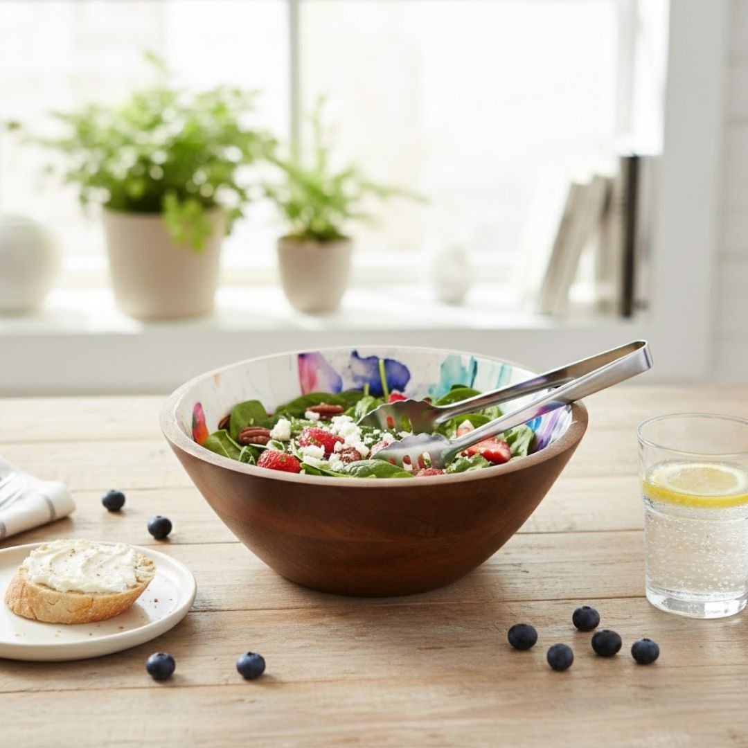 Enamel Wooden Bowl for Sustainable Dining – M 1.0